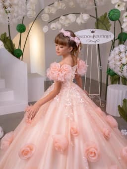 Handmade 3D Floral Sequined Princess Gown Gorgeous Flower Girls Dresses For Wedding Sweet Charming Kids Dresses Performance Wear