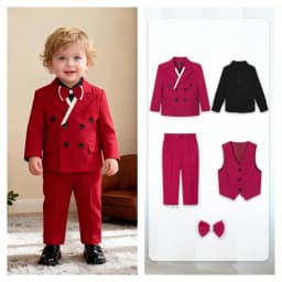 Little Kids White Jacket Vest Pants Bowtie Photography Suit Kids Birthday Wedding Dress Children Piano Host Performance Costume