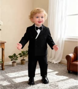 Little Kids White Jacket Vest Pants Bowtie Photography Suit Kids Birthday Wedding Dress Children Piano Host Performance Costume