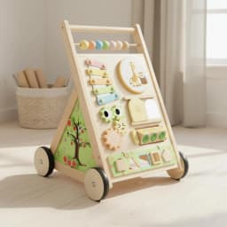 Wooden Baby Mobility Aid Anti-Tip Design Multifunctional Activity Pusher Wooden Push Toy Early Educational Young Child Gear