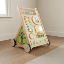 Wooden Baby Mobility Aid Anti-Tip Design Multifunctional Activity Pusher Wooden Push Toy Early Educational Young Child Gear