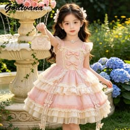 2026 New Summer Baby Girls Princess Lolita Dress Kids Sweet Pink Lace Bow Sleeveless Flower Girl Cake Dress Birthday Party Gown