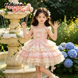 2026 New Summer Baby Girls Princess Lolita Dress Kids Sweet Pink Lace Bow Sleeveless Flower Girl Cake Dress Birthday Party Gown