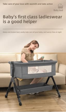 3-in-1 Baby Co-Sleeper Bassinet Bedside Crib for Co-Sleeping, with Removable Side Panel, Height Adjustable Newborn Sleeper, Breathable Mesh Infant Cot with Lockable Swivel Wheels, Anti-Reflux Tilt Cradle Mode