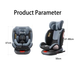 Baby Car Seat 40-150cm 360° Rotating ISOFIX Child Safety Seat with 5-Point Harness Top Tether Alarm Adjustable Headrest 4 Recline Positions Side Impact Protection Rear & Forward Facing for Infant Toddler Kids 0-12 Years