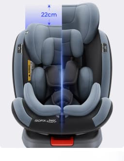 Baby Car Seat 40-150cm 360° Rotating ISOFIX Child Safety Seat with 5-Point Harness Top Tether Alarm Adjustable Headrest 4 Recline Positions Side Impact Protection Rear & Forward Facing for Infant Toddler Kids 0-12 Years
