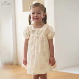 Dave Bella Girl Print Dress Summer Children Clothes Pure Cotton Short Sleeve Elegant Charm Baby Sweet Dresses Casual DB2262382
