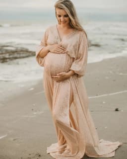  Elegant Vintage Sequin V-neck Backless Dress Maternity Photography Props Dress Bohemian Photo Shooting Pregnancy Dress