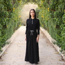 Youth Set Navy and Black Sweatshirt and Maxi Skirt Suit Long Sleeve Contrast Stitches and Zipper French Terry Fabric for Spring