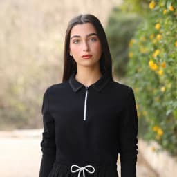 Youth Set Navy and Black Sweatshirt and Maxi Skirt Suit Long Sleeve Contrast Stitches and Zipper French Terry Fabric for Spring