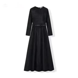 Winter Ladies Women's Long Sleeve Robe Girls Chenille Dress with Velvet Belt Round Neck Design for Comfortable Style