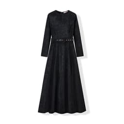 Winter Ladies Women's Long Sleeve Robe Girls Chenille Dress with Velvet Belt Round Neck Design for Comfortable Style
