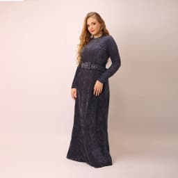Winter Ladies Women's Long Sleeve Robe Girls Chenille Dress with Velvet Belt Round Neck Design for Comfortable Style