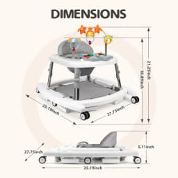 5 in 1 Baby Walker Adjustable Height Foldable Baby Activity Center, Infant Walker Bouncer Rocker Push Walker with Music Toys, Eating Seat for Baby Boys Girls