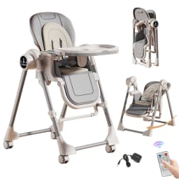 Baby Feeding Chair Convertible High Chair and Swing for Babies Bluetooth Music Player 3 Timer Modes Adjustable Reclining Backrest Remote Control Rocking Cradle Multifunction Infant Dining Chair Foldable Portable Toddler High Chair 2026 New Baby