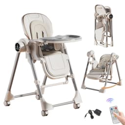 Baby Feeding Chair Convertible High Chair and Swing for Babies Bluetooth Music Player 3 Timer Modes Adjustable Reclining Backrest Remote Control Rocking Cradle Multifunction Infant Dining Chair Foldable Portable Toddler High Chair 2026 New Baby