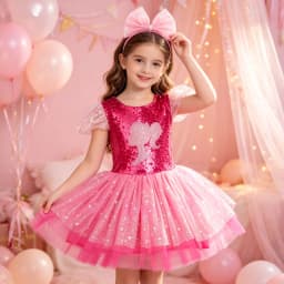 Glitter Mesh Doll Character Layered Tutu Dress Toddler Sweet Princess Outfit Ideal for School Holiday Birthday Celebration Wear