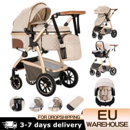 3 in 1 Prams Travel Pushchair with Height Adjustable Handle Travel Pram with Mosquito Net Baby Stroller with Aluminum Frame