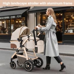 3 in 1 Prams Travel Pushchair with Height Adjustable Handle Travel Pram with Mosquito Net Baby Stroller with Aluminum Frame
