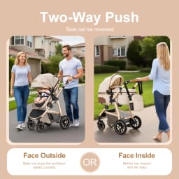 3 in 1 Prams Travel Pushchair with Height Adjustable Handle Travel Pram with Mosquito Net Baby Stroller with Aluminum Frame