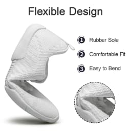 BAXINIER Girls Cheerleading Shoes White Black Breathable Knit Athletic Training Sneakers Youth Kids Cheer Shoes Non-Slip Rubber Sole for School Practice and Competition