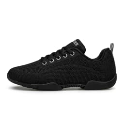 BAXINIER Girls Cheerleading Shoes White Black Breathable Knit Athletic Training Sneakers Youth Kids Cheer Shoes Non-Slip Rubber Sole for School Practice and Competition