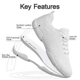 BAXINIER Girls Cheerleading Shoes White Black Breathable Knit Athletic Training Sneakers Youth Kids Cheer Shoes Non-Slip Rubber Sole for School Practice and Competition