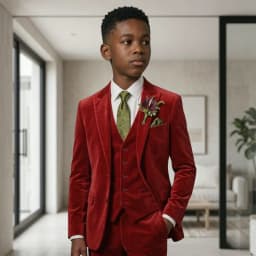 Classic 3 Pieces Child Suits Velvet Wedding Custom Made Slim Fit Bou Tuxedo For Ceremonies Formal Parties Family Celebrations