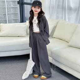 Children Girls Blazers 2PCS Suits OLEKID Autumn 4-14Yrs Kids Girls Blazer Outfits Solid Young Teenagers Girls Ruched Waist Pants