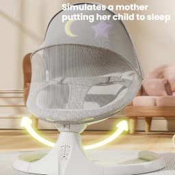 Smart Bouncer Electric Baby Rocker and Infant Swing with Bluetooth Music, Automatic 5-Speed Motion Soothing Sleep Pod, Bionic Ergonomic Newborn Cradle Seat with Foldable Mosquito Net Blackout Canopy and Hanging Plush Toys
