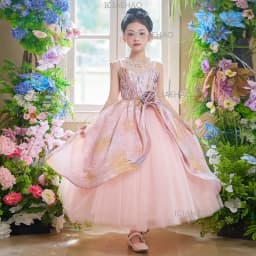 2026 Pink Children Girls Formal Host Party Princess Gown Wedding Flower Girl Kids Piano Performance Elegant Pageant Costume