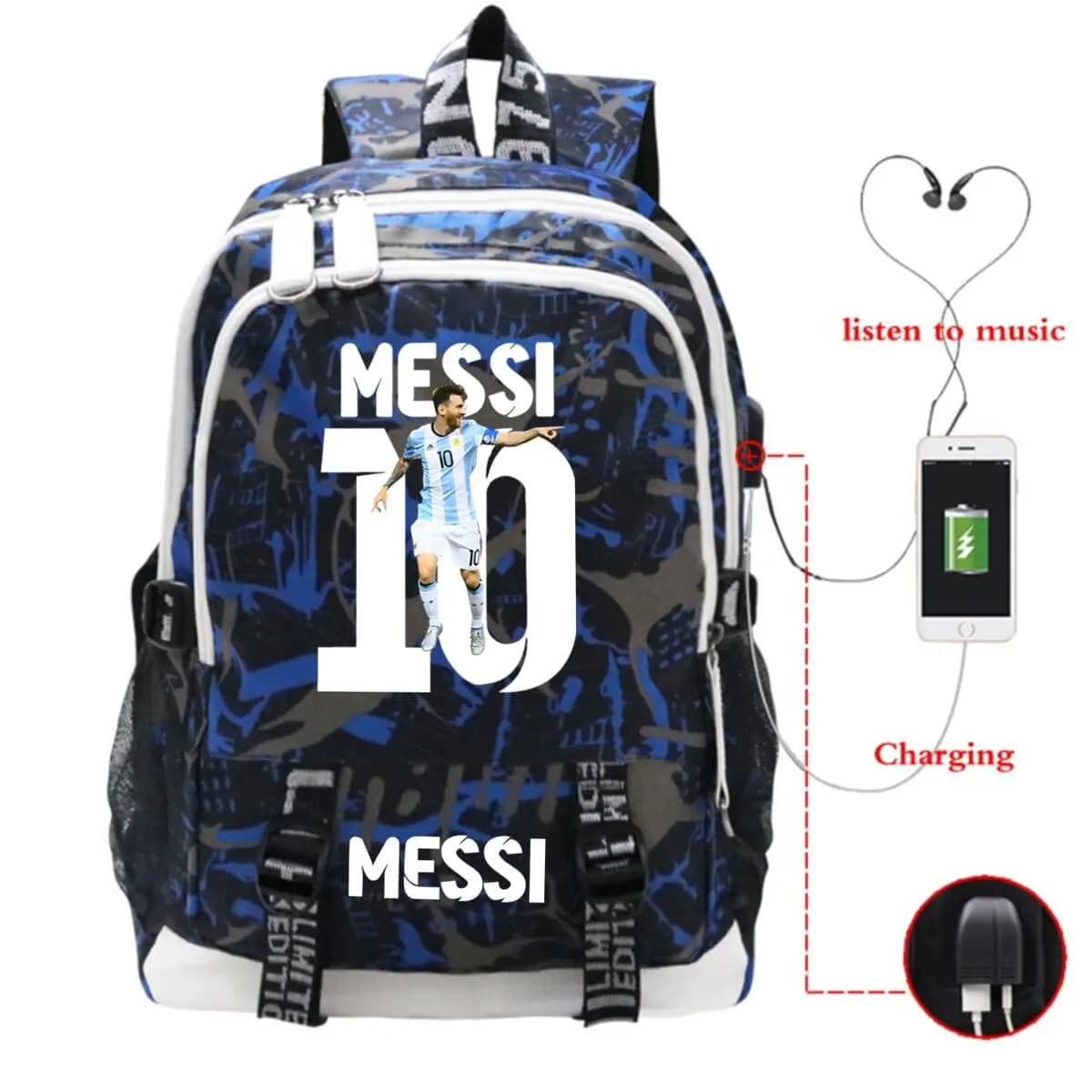 2026 New Football Star Fashion Women Men Backpacks Casual Shoulders Bag USB Charging Teenager Boys Girls Laptop Backpack