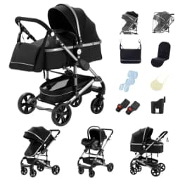Multi-Function 3-in-1 Infant Travel Stroller Pram, Reversible Push Handle, Lightweight Aluminium Frame, Easy One-Click Fold Baby Cart For Daily Walking & Trip