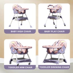 3-In-1 Foldable Baby Highchairs with Double-Layer Dinner Plate and Toy Rack,Anti-Slip Pad Easy-to-Clean Feeding Eat & Play Convertible Dining Chairs For 6 Months Plus Baby