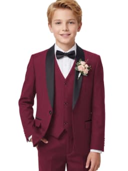 Fast Delivery Boys Suit Set 3 Pieces Wedding Ring Bearer Outfit Classic Shawl Lapel Kids Formal Tuxedo Stage Performance Wear