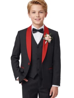 Fast Delivery Boys Suit Set 3 Pieces Wedding Ring Bearer Outfit Classic Shawl Lapel Kids Formal Tuxedo Stage Performance Wear