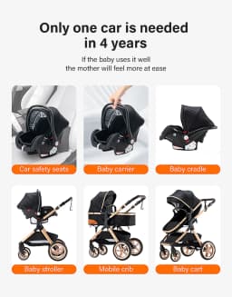 New 3-in-1 Baby Travel Carriage Multifunctional Foldable Stroller With EU Certified Infant Safety Seat Portable Design Free Shipping