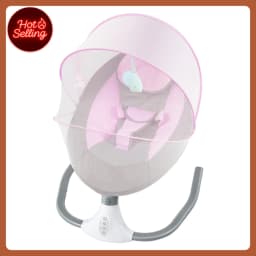 Cradle Infant Rocker Baby Swing 4 Speed Timer 12 Melodies Bluetooth USB 25° Ergonomic Neck Support 3 Point Harness Anti Skid Lock 39.68lbs 0-18 Months Remote 16.4ft Washable Cover Mosquito Net USB Low Voltage Pink for Baby Girls Boys