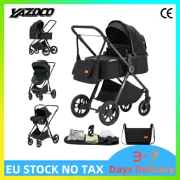 3 in 1 Convertible High Landscape Baby Carriage Equipped With Standard Safety Car Seat, Anti-Corrosion Aluminum Alloy Frame, Sweat-Wicking Breathable Seat Pad, Convenient One-Step Folding And Flexible Reclining Backrest For All-Season Outdoor Use