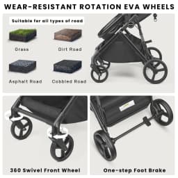 2 in 1 Baby Pushchair Foldable Travel System Pram with Reversible Seat, Adjustable Sun Canopy, Large Storage Basket, Lightweight Baby Stroller for Newborn Toddler 0-36 Months