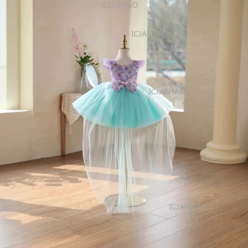 2026 Fashion Elegant Pageant Costume Children Girls Tenth Birthday Evening Gown Princess Dress Kids Host Runway Performance Tutu