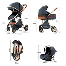 Portable Baby Stroller 3 in 1 Luxury with Car Seat and Sleeping Basket Lightweight Baby Pram High Landscape Infant Pushchair Multifunction Adjustable Travel Buggy Easy Folding Compact Portable Safe Comfortable Stylish Perfect for Travel Baby Carriage