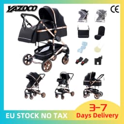 Luxury 3‑in‑1 Elevated‑View Folding Baby Stroller, Aluminum Frame for Newborns