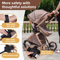 Chic 3‑in‑1 All‑Round Infant Pushchair, Adjustable Seating Direction, Height‑Boosted Landscape Layout, Space‑Saving Folding Build, Climate‑Compatible Inner Cushion For Newborn Outdoor Trips And Indoor Downtime