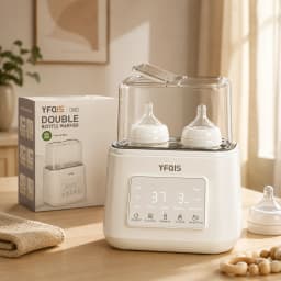 Calienta Biberones Dible 10 in 1, Esterilizador de Biberones, Calentador y descongel de Leche maternal y Comida para Bebe, Control proteco de Temperatura, Pantalla LCD, Temporizador y Apagado Automático,