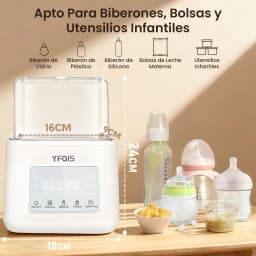 Calienta Biberones Dible 10 in 1, Esterilizador de Biberones, Calentador y descongel de Leche maternal y Comida para Bebe, Control proteco de Temperatura, Pantalla LCD, Temporizador y Apagado Automático,