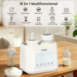 Calienta Biberones Dible 10 in 1, Esterilizador de Biberones, Calentador y descongel de Leche maternal y Comida para Bebe, Control proteco de Temperatura, Pantalla LCD, Temporizador y Apagado Automático,
