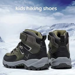 Kids Hiking Boots Outdoor Walking Climbing Antiskid Sneaker Comfortable Snow Shoes with Steel Buckle Sole for Boys And Girls