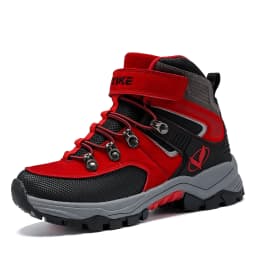 Kids Hiking Boots Outdoor Walking Climbing Antiskid Sneaker Comfortable Snow Shoes with Steel Buckle Sole for Boys And Girls