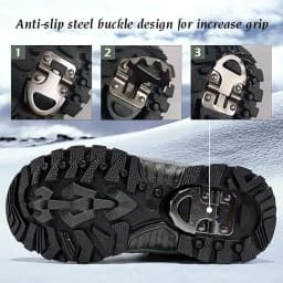 Kids Hiking Boots Outdoor Walking Climbing Antiskid Sneaker Comfortable Snow Shoes with Steel Buckle Sole for Boys And Girls